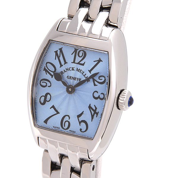 フランクミュラー 時計 レディース トノウ カーベックス インターミディエ 電池式 ブルー文字盤 2252QZ FRANCK MULLER 中古