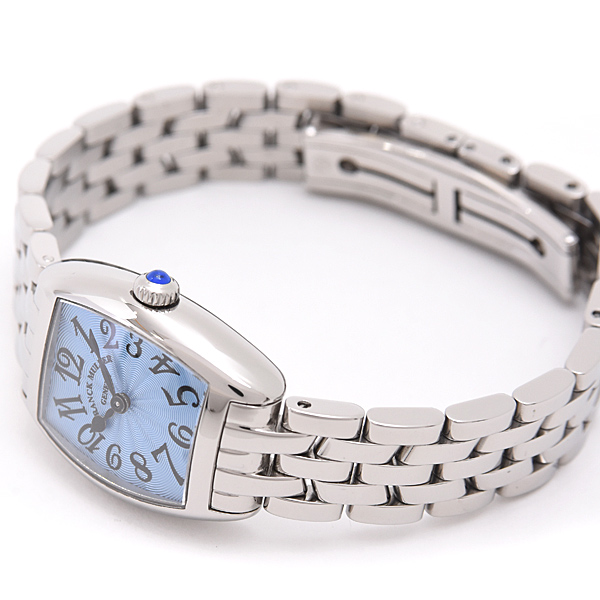 フランクミュラー 時計 レディース トノウ カーベックス インターミディエ 電池式 ブルー文字盤 2252QZ FRANCK MULLER 中古