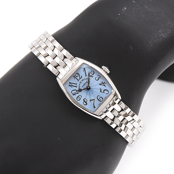 フランクミュラー 時計 レディース トノウ カーベックス インターミディエ 電池式 ブルー文字盤 2252QZ FRANCK MULLER 中古
