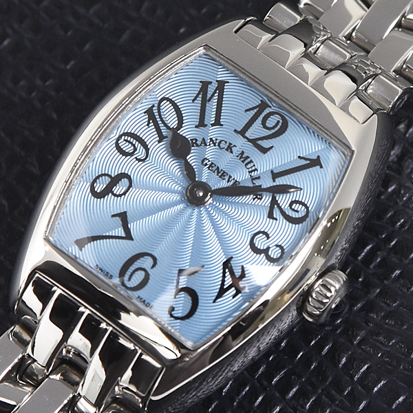 フランクミュラー 時計 レディース トノウ カーベックス インターミディエ 電池式 ブルー文字盤 2252QZ FRANCK MULLER 中古