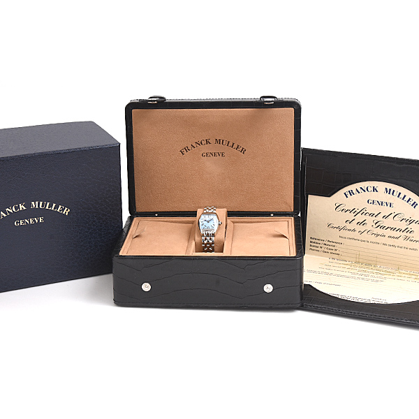 フランクミュラー 時計 レディース トノウ カーベックス インターミディエ 電池式 ブルー文字盤 2252QZ FRANCK MULLER 中古