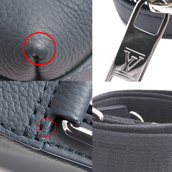 ルイヴィトン バッグ メンズ ファストライン メッセンジャー ショルダーバッグ LVアエログラム グレインレザー ネイビー Louis Vuitton M22611 中古