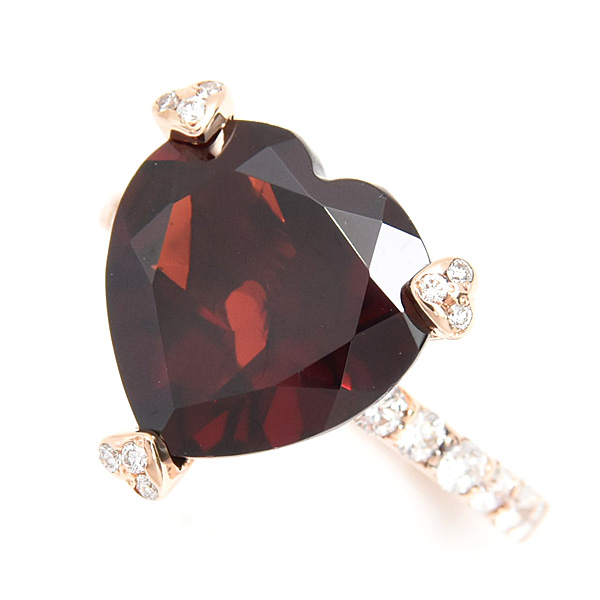 ポンテヴェキオ 指輪 レディース ハート ロードライトガーネット ダイヤ リング 10号 G6.26ct D0.38ct ピンクゴールド K18PG Ponte Vecchio 中古