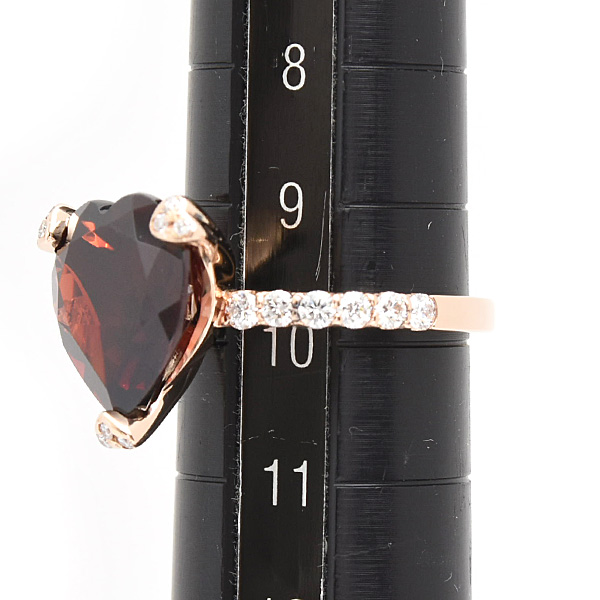 ポンテヴェキオ 指輪 レディース ハート ロードライトガーネット ダイヤ リング 10号 G6.26ct D0.38ct ピンクゴールド K18PG Ponte Vecchio 中古