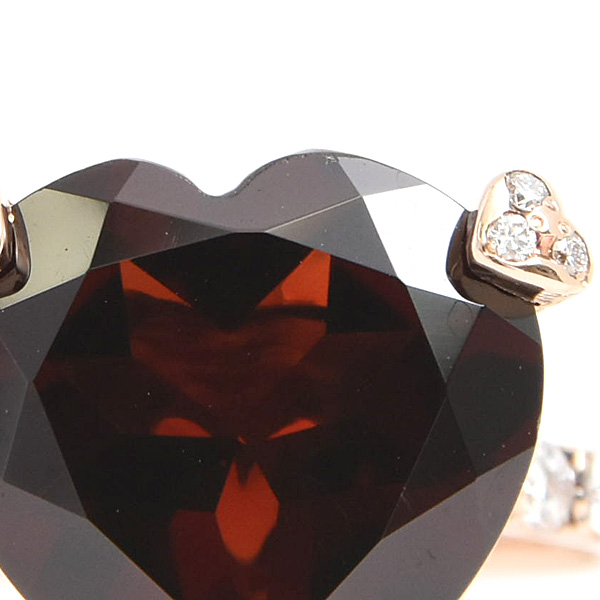 ポンテヴェキオ 指輪 レディース ハート ロードライトガーネット ダイヤ リング 10号 G6.26ct D0.38ct ピンクゴールド K18PG Ponte Vecchio 中古