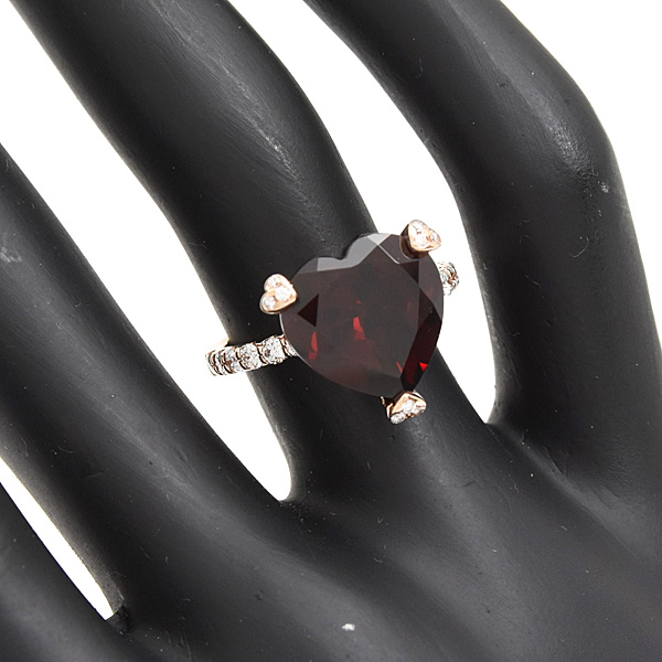 ポンテヴェキオ 指輪 レディース ハート ロードライトガーネット ダイヤ リング 10号 G6.26ct D0.38ct ピンクゴールド K18PG Ponte Vecchio 中古