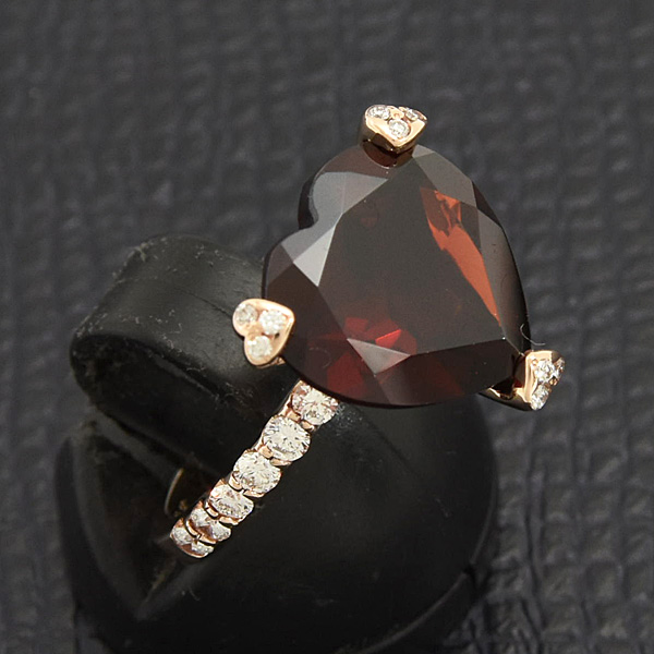 ポンテヴェキオ 指輪 レディース ハート ロードライトガーネット ダイヤ リング 10号 G6.26ct D0.38ct ピンクゴールド K18PG Ponte Vecchio 中古