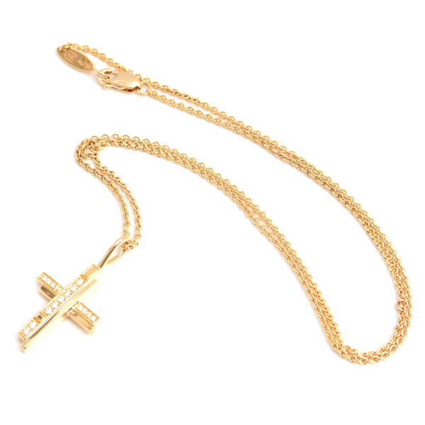 ハリーウィンストン ネックレス レディース トラフィック クロス ネックレス 保証書 イエローゴールド HARRY WINSTON 750YG 中古