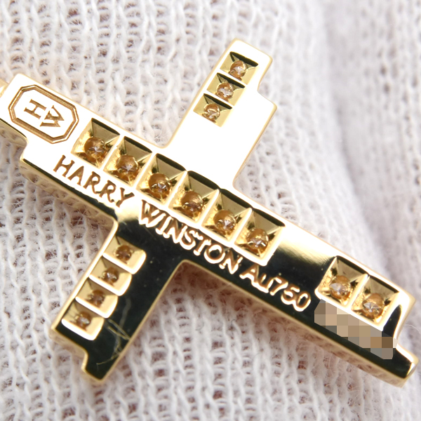 ハリーウィンストン ネックレス レディース トラフィック クロス ネックレス 保証書 イエローゴールド HARRY WINSTON 750YG 中古