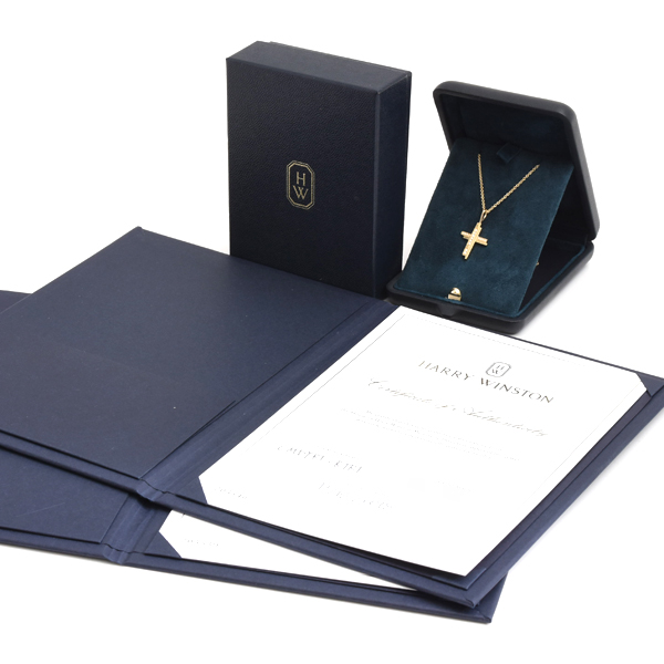ハリーウィンストン ネックレス レディース トラフィック クロス ネックレス 保証書 イエローゴールド HARRY WINSTON 750YG 中古