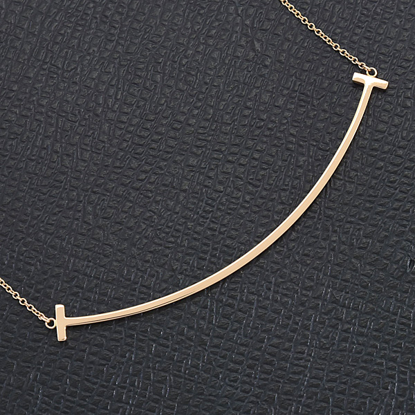 ティファニー ネックレス レディース Tスマイル ラージ ピンクゴールド 750PG TIFFANY 中古