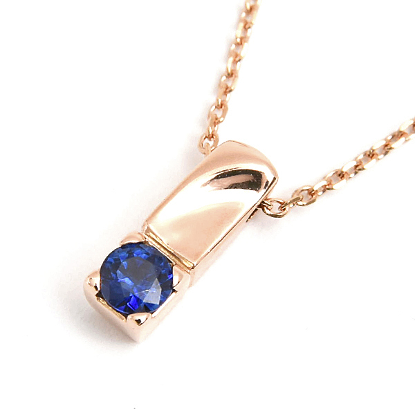 ヨンドシー ネックレス レディース 1P ブルーサファイア スクエアトップ ピンクゴールド プチペンダント 4℃ K18PG 中古
