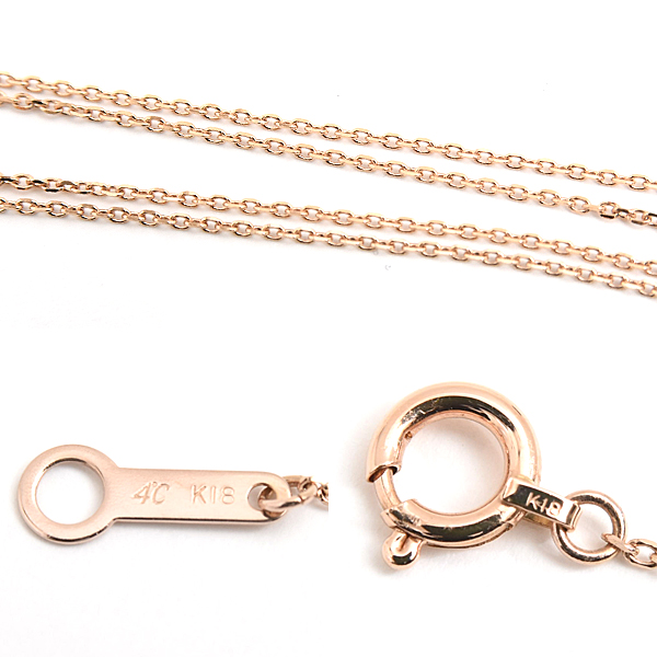 ヨンドシー ネックレス レディース 1P ブルーサファイア スクエアトップ ピンクゴールド プチペンダント 4℃ K18PG 中古