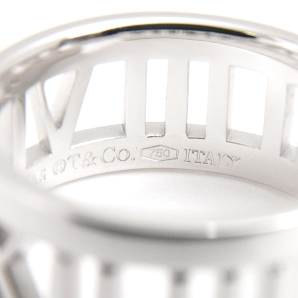 ティファニー 指輪 レディース オープンアトラス 3Pダイヤ リング 透かし 実測12号 幅8.2mm ホワイトゴールド TIFFANY 750WG K18WG 中古