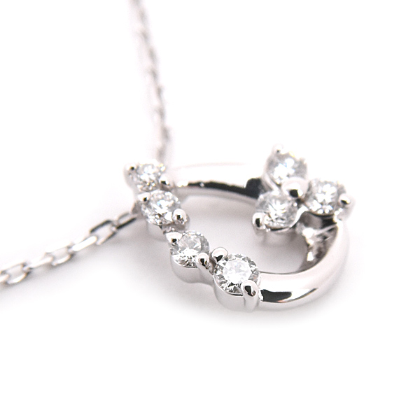 ポンテヴェキオ ネックレス レディース ダイヤ ドロップモチーフ ペンダント D0.08ct ホワイトゴールド K18WG Ponte Vecchio 中古