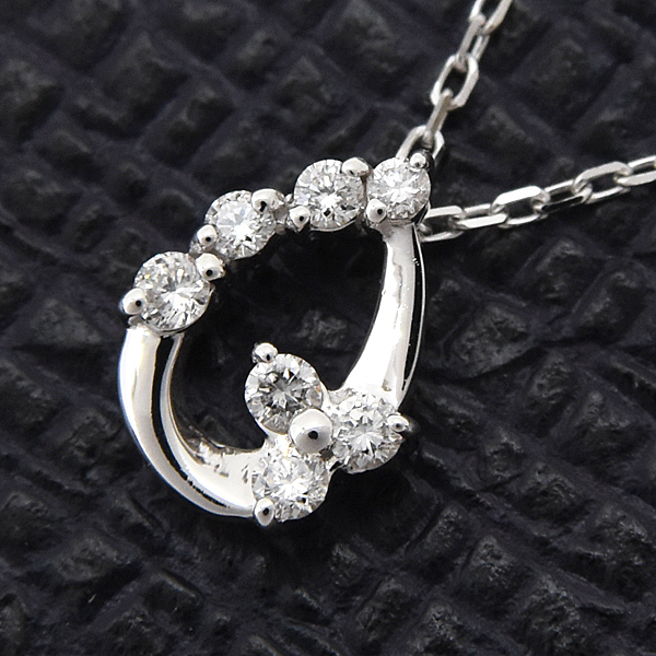 ポンテヴェキオ ネックレス レディース ダイヤ ドロップモチーフ ペンダント D0.08ct ホワイトゴールド K18WG Ponte Vecchio 中古