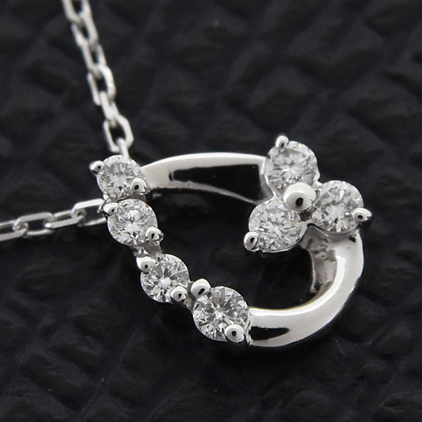 ポンテヴェキオ ネックレス レディース ダイヤ ドロップモチーフ ペンダント D0.08ct ホワイトゴールド K18WG Ponte Vecchio 中古