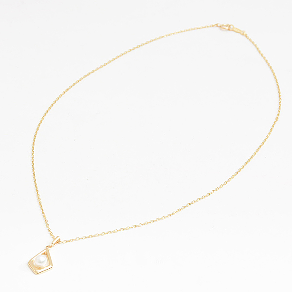 ミキモト ネックレス レディース ひし型チャーム アコヤ ベビーパールネックレス 4.7mm珠 イエローゴールド MIKIMOTO K18 中古