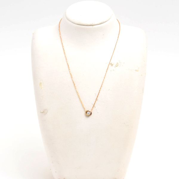 カルティエ ネックレス レディース トリニティ 1Pダイヤ ネックレス ゴールド Cartier 750YG×WG×PG 中古