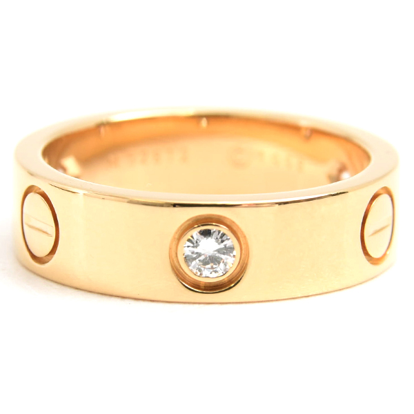 カルティエ 指輪 レディース ラブリング ハーフダイヤ 3Pダイヤ 54号 イエローゴールド Cartier 750YG 中古