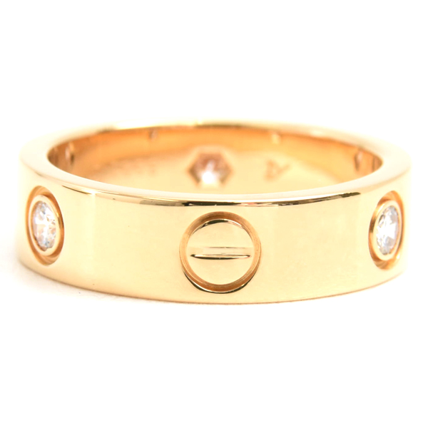 カルティエ 指輪 レディース ラブリング ハーフダイヤ 3Pダイヤ 54号 イエローゴールド Cartier 750YG 中古