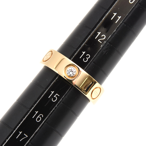 カルティエ 指輪 レディース ラブリング ハーフダイヤ 3Pダイヤ 54号 イエローゴールド Cartier 750YG 中古