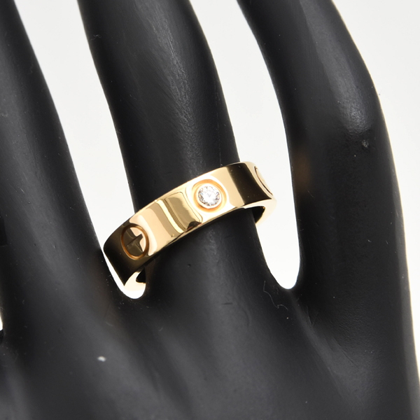カルティエ 指輪 レディース ラブリング ハーフダイヤ 3Pダイヤ 54号 イエローゴールド Cartier 750YG 中古