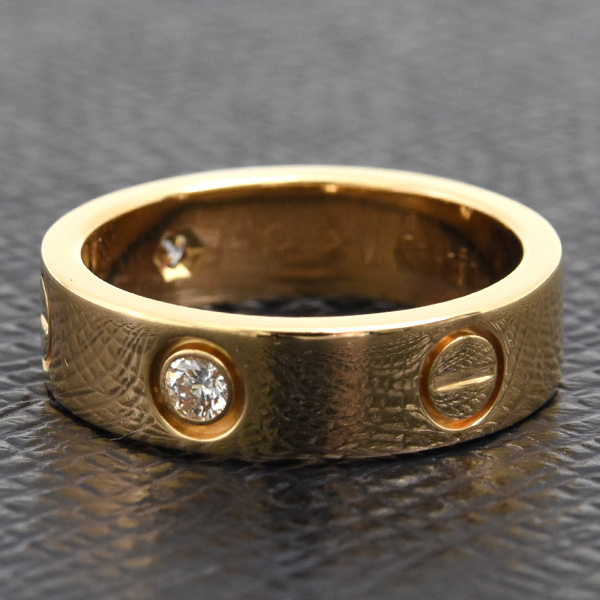 カルティエ 指輪 レディース ラブリング ハーフダイヤ 3Pダイヤ 54号 イエローゴールド Cartier 750YG 中古