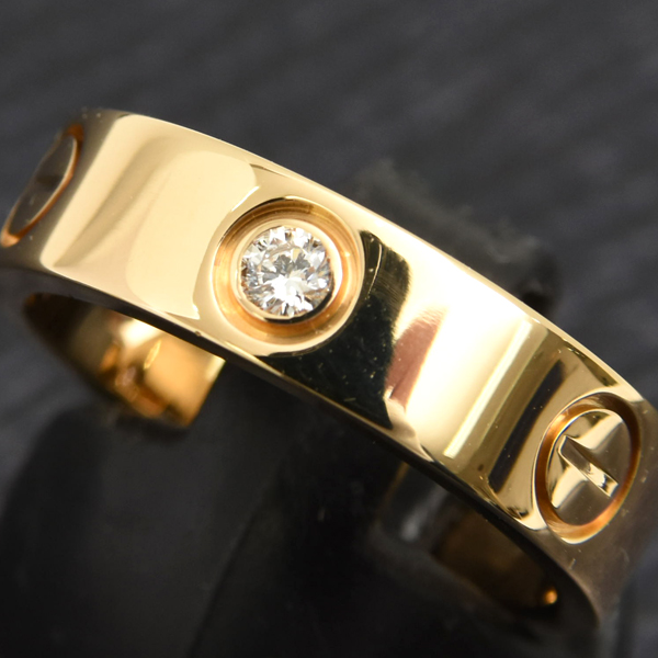 カルティエ 指輪 レディース ラブリング ハーフダイヤ 3Pダイヤ 54号 イエローゴールド Cartier 750YG 中古