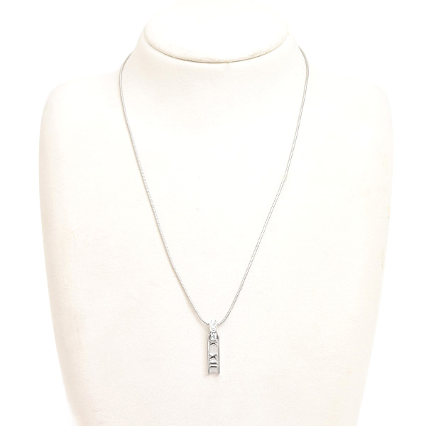 ティファニー ネックレス レディース アトラスバー 3Pダイヤ ネックレス ホワイトゴールド TIFFANY 750WG 中古