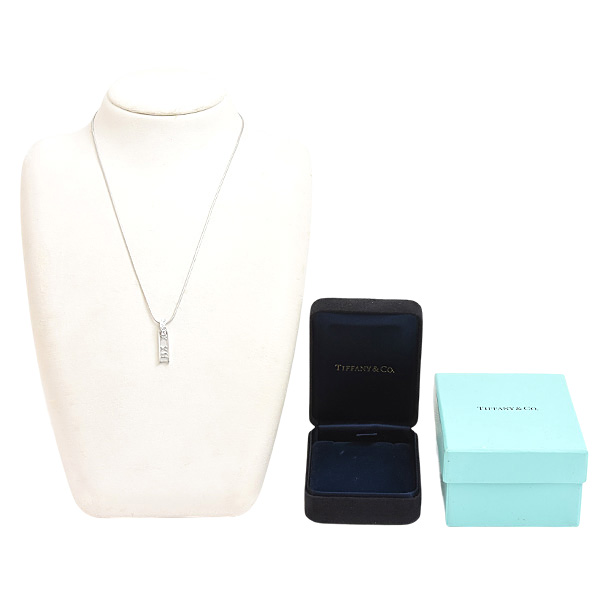 ティファニー ネックレス レディース アトラスバー 3Pダイヤ ネックレス ホワイトゴールド TIFFANY 750WG 中古
