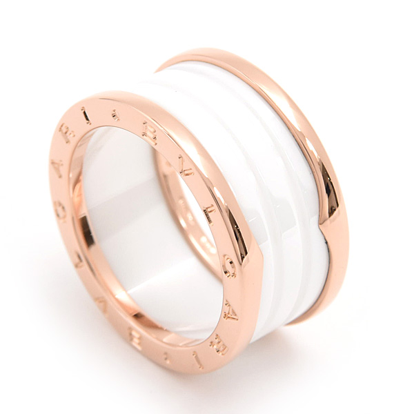 ブルガリ 指輪 メンズ ビーゼロワン B-ZERO1 リング 61号 実寸19.5号 ピンクゴールド セラミック 750PG×CE BVLGARI 中古