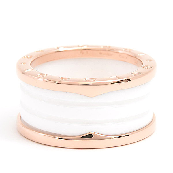 ブルガリ 指輪 メンズ ビーゼロワン B-ZERO1 リング 61号 実寸19.5号 ピンクゴールド セラミック 750PG×CE BVLGARI 中古