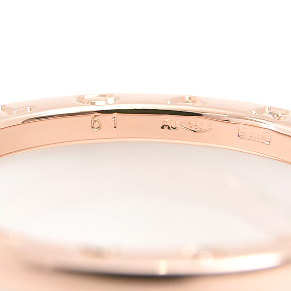 ブルガリ 指輪 メンズ ビーゼロワン B-ZERO1 リング 61号 実寸19.5号 ピンクゴールド セラミック 750PG×CE BVLGARI 中古