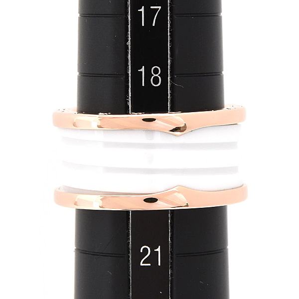 ブルガリ 指輪 メンズ ビーゼロワン B-ZERO1 リング 61号 実寸19.5号 ピンクゴールド セラミック 750PG×CE BVLGARI 中古