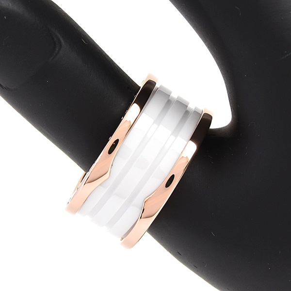 ブルガリ 指輪 メンズ ビーゼロワン B-ZERO1 リング 61号 実寸19.5号 ピンクゴールド セラミック 750PG×CE BVLGARI 中古