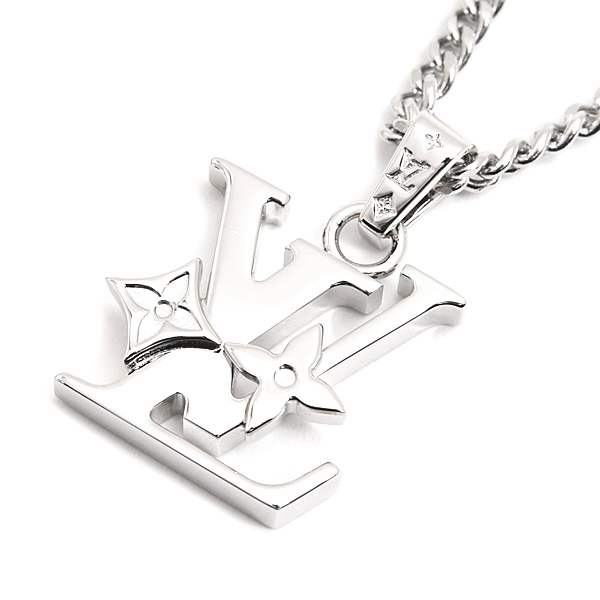 ルイヴィトン ネックレス メンズ ペンダント モノグラム ロウ モノグラムフラワー LV イニシャル メタル ステンレス M02254 Louis Vuitton 未使用展示品