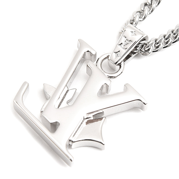 ルイヴィトン ネックレス メンズ ペンダント モノグラム ロウ モノグラムフラワー LV イニシャル メタル ステンレス M02254 Louis Vuitton 未使用展示品