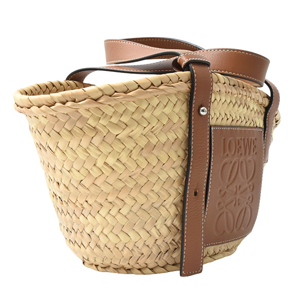 ロエベ バッグ レディース バスケットバッグ スモール アナグラム パームリーフ×カーフ ナチュラル×タン(ブラウン) LOEWE 327.02.S93 中古