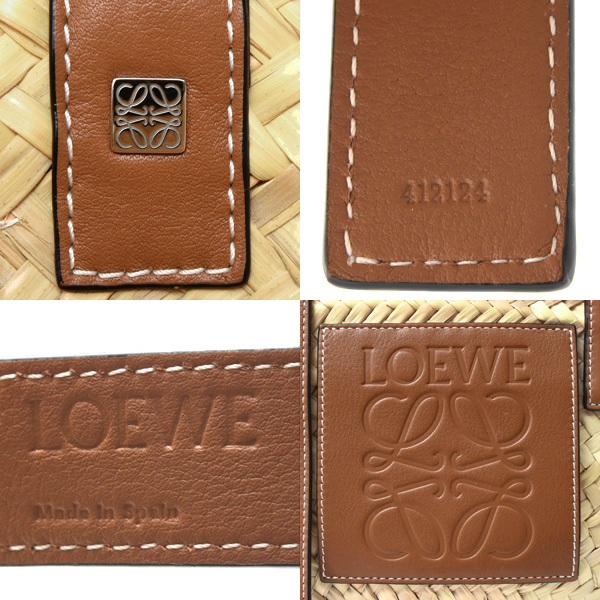 ロエベ バッグ レディース バスケットバッグ スモール アナグラム パームリーフ×カーフ ナチュラル×タン(ブラウン) LOEWE 327.02.S93 中古