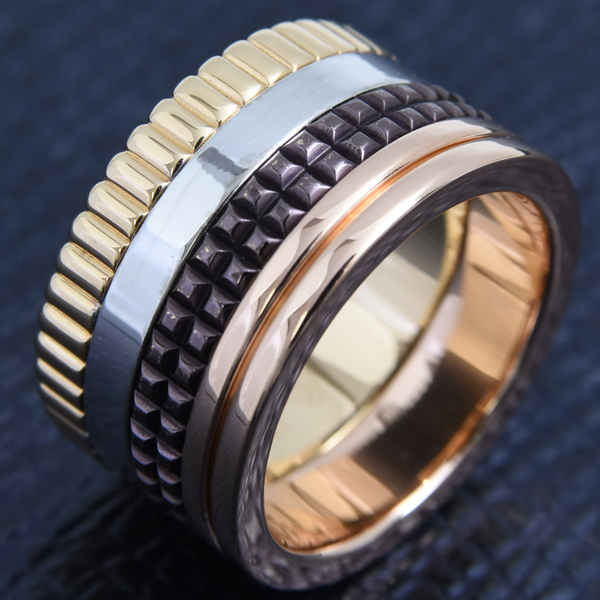 ブシュロン 指輪 レディース キャトル クラシック ラージ リング 51号 ゴールド BOUCHERON 750YG×WG×PG 中古