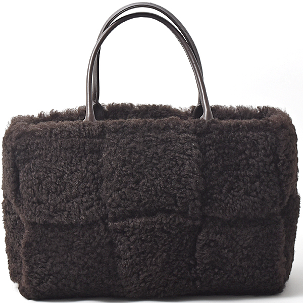 ボッテガヴェネタ バッグ レディース マキシイントレチャート アルコトート トートバッグ ムートン  ダークブラウン BOTTEGA VENETA 中古