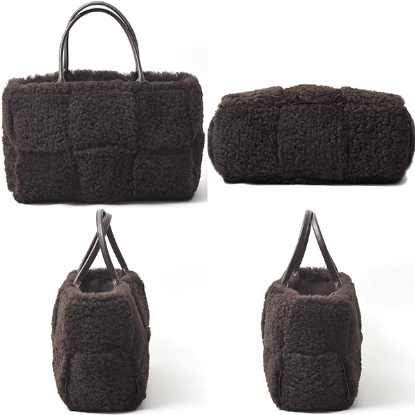 ボッテガヴェネタ バッグ レディース マキシイントレチャート アルコトート トートバッグ ムートン  ダークブラウン BOTTEGA VENETA 中古