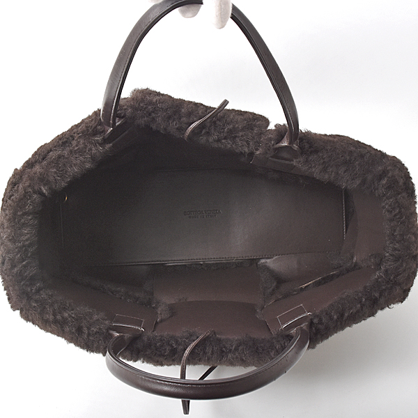 ボッテガヴェネタ バッグ レディース マキシイントレチャート アルコトート トートバッグ ムートン  ダークブラウン BOTTEGA VENETA 中古