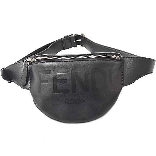 フェンディ バッグ レディース メンズ ロゴボディバッグ カーフ ブラック FENDI 7VA525 中古