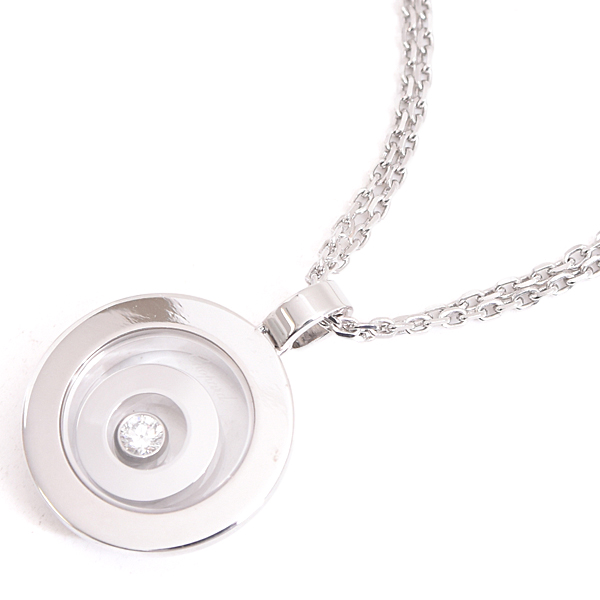 ショパール ネックレス レディース ハッピー スピリット 1Pダイヤ ネックレス ホワイトゴールド Chopard 750WG 中古