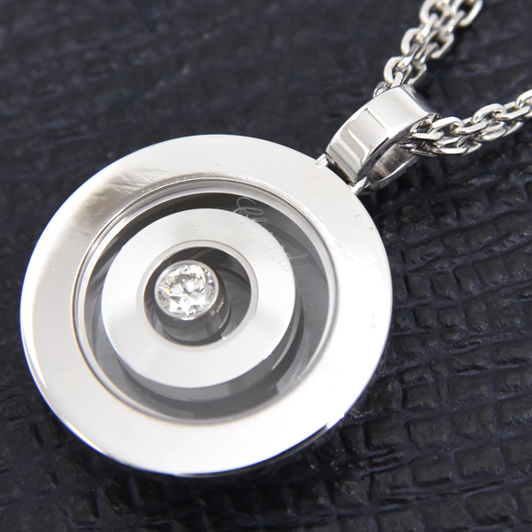 ショパール ネックレス レディース ハッピー スピリット 1Pダイヤ ネックレス ホワイトゴールド Chopard 750WG 中古