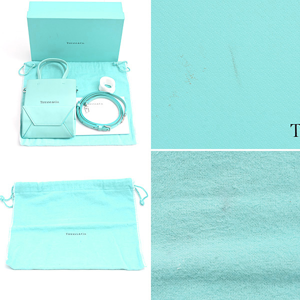 ティファニー バッグ レディース ショッピング トート バッグ ミニ 2WAY ショルダー ハンドバッグ カーフ ティファニーブルー TIFFANY 中古