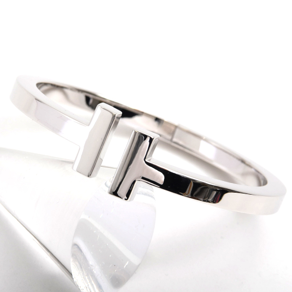 ティファニー バングル レディース Tスクエアバングル ブレスレット Mサイズ ホワイトゴールド TIFFANY 750WG 中古