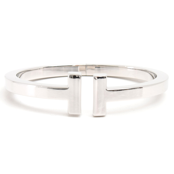 ティファニー バングル レディース Tスクエアバングル ブレスレット Mサイズ ホワイトゴールド TIFFANY 750WG 中古